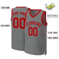 Dark Gray Red Classic Basketball Jersey 2