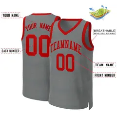 Dark Gray Red Classic Basketball Jersey 2