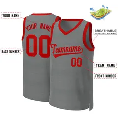 Dark Gray Red Classic Basketball Jersey 2