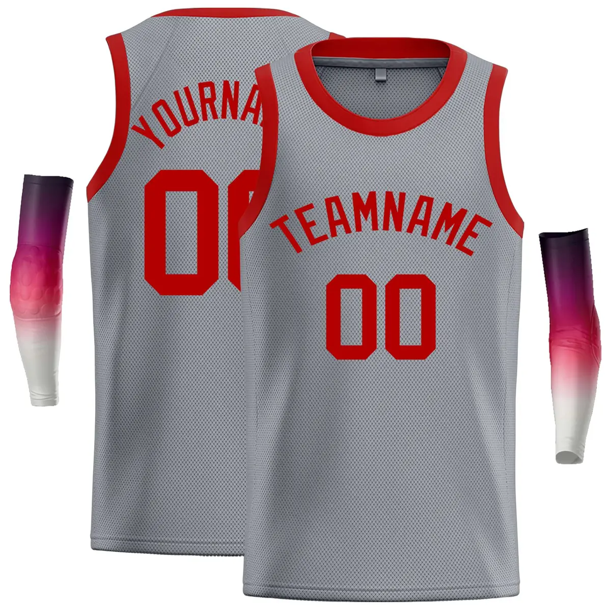 Dark Gray Red Classic Casual Basketball Jersey