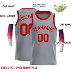 Dark Gray Red Classic Casual Basketball Jersey 2