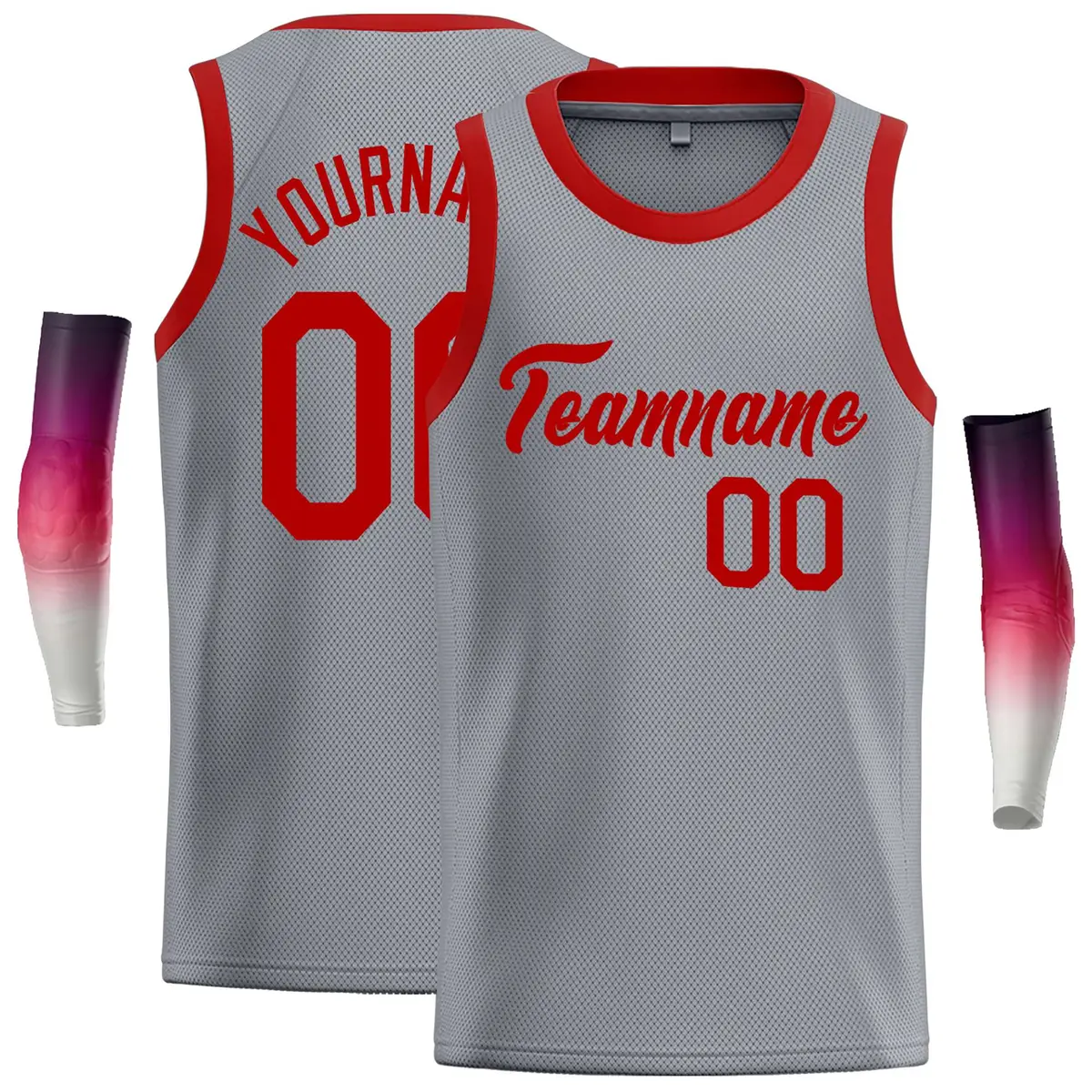 Dark Gray Red Classic Casual Basketball Jersey