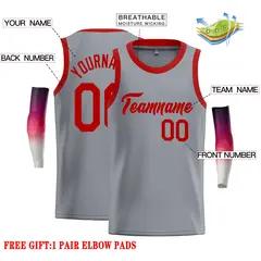 Dark Gray Red Classic Casual Basketball Jersey 2