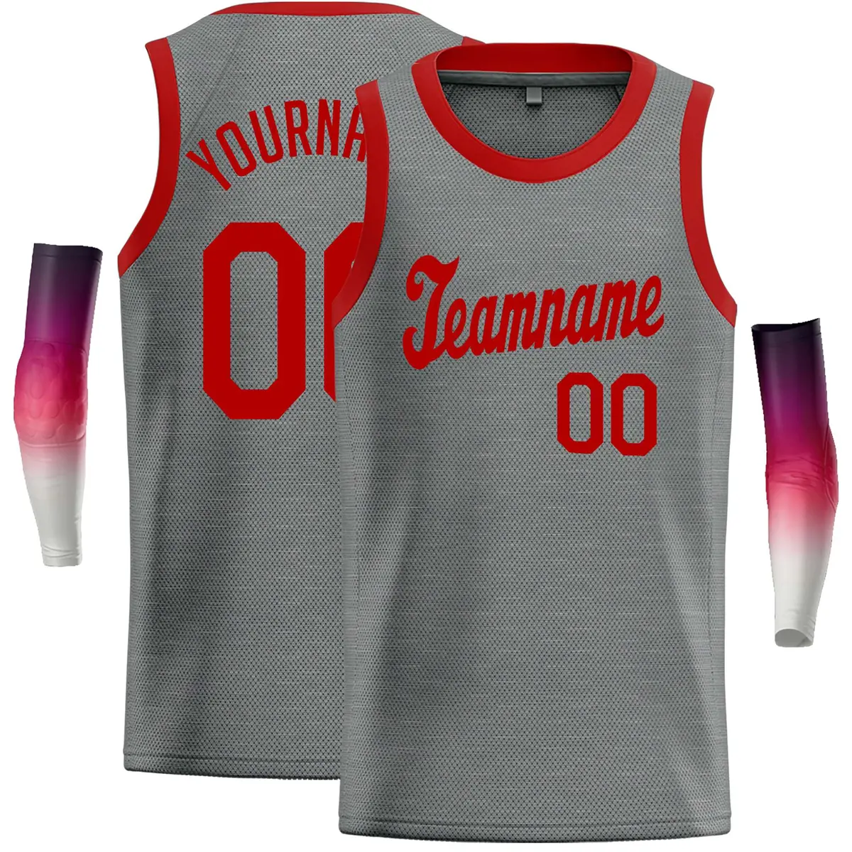 Dark Gray Red Classic Casual Basketball Jersey