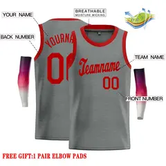 Dark Gray Red Classic Casual Basketball Jersey 2