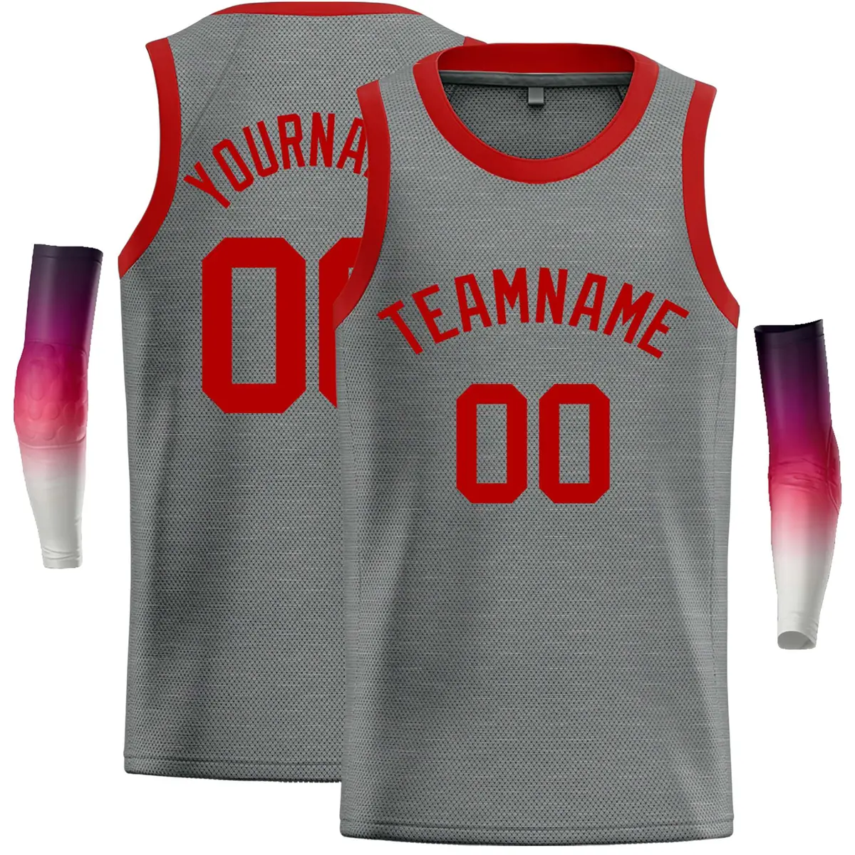 Dark Gray Red Classic Casual Basketball Jersey