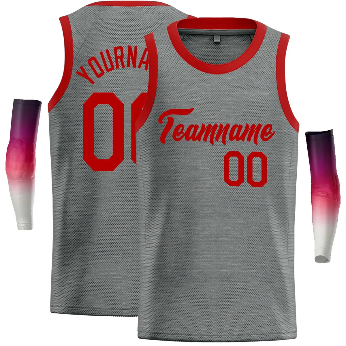 Dark Gray Red Classic Casual Basketball Jersey