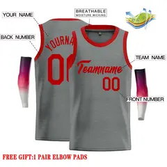 Dark Gray Red Classic Casual Basketball Jersey 2