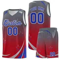 Dark Gray Red Gradient Star Graffiti Basketball Jersey 1