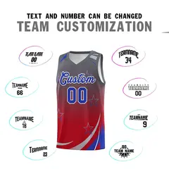 Dark Gray Red Gradient Star Graffiti Basketball Jersey 3