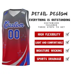 Dark Gray Red Gradient Star Graffiti Basketball Jersey 4