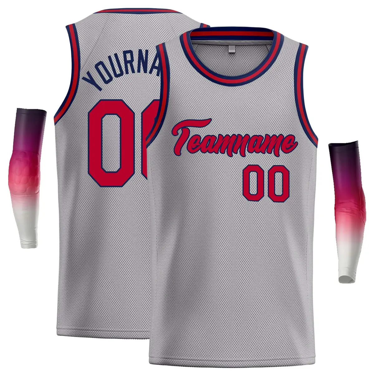 Dark Gray Red-Navy Classic Casual Basketball Jersey