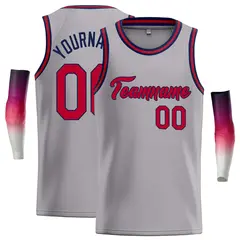 Dark Gray Red-Navy Classic Casual Basketball Jersey