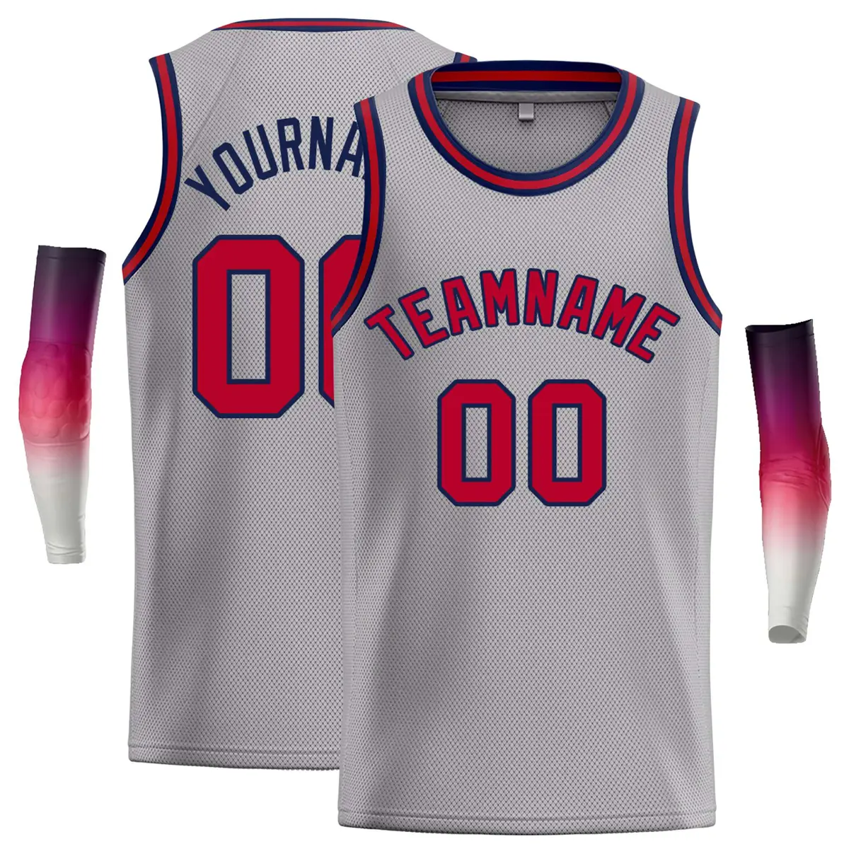 Dark Gray Red-Navy Classic Casual Basketball Jersey