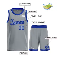Dark Gray Royal Classic Basketball Uniform Jersey 3