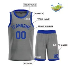 Dark Gray Royal Classic Bull Sets Basketball Jersey 3