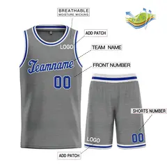 Dark Gray Royal-White Classic Basketball Jersey 3