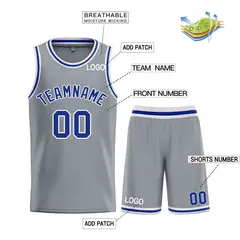 Dark Gray Royal-White Classic Bull Sets Basketball Jersey 3