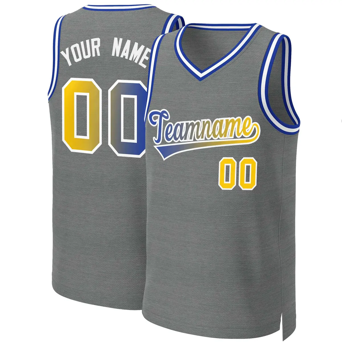 Dark Gray Royal-White Classic Gradient Basketball Jersey