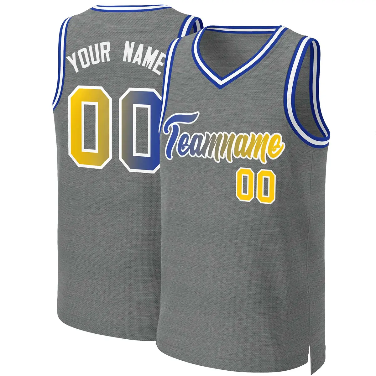 Dark Gray Royal-White Classic Gradient Basketball Jersey
