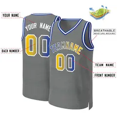 Dark Gray Royal-White Classic Gradient Basketball Jersey 2