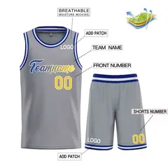 Dark Gray Royal-White Heal Basketball Jersey Uniform Set 3