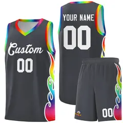Dark Gray Side Flame Basketball Jersey for Teams