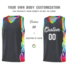 Dark Gray Side Flame Basketball Jersey for Teams 3