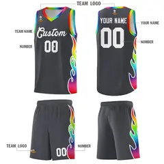 Dark Gray Side Flame Basketball Jersey for Teams 5