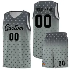 Dark Gray Silver Gradient Star Pattern Basketball Jersey Sets 1