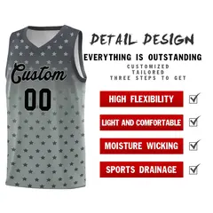 Dark Gray Silver Gradient Star Pattern Basketball Jersey Sets 2