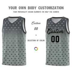 Dark Gray Silver Gradient Star Pattern Basketball Jersey Sets 3