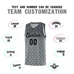 Dark Gray Silver Gradient Star Pattern Basketball Jersey Sets 4