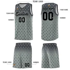 Dark Gray Silver Gradient Star Pattern Basketball Jersey Sets 5