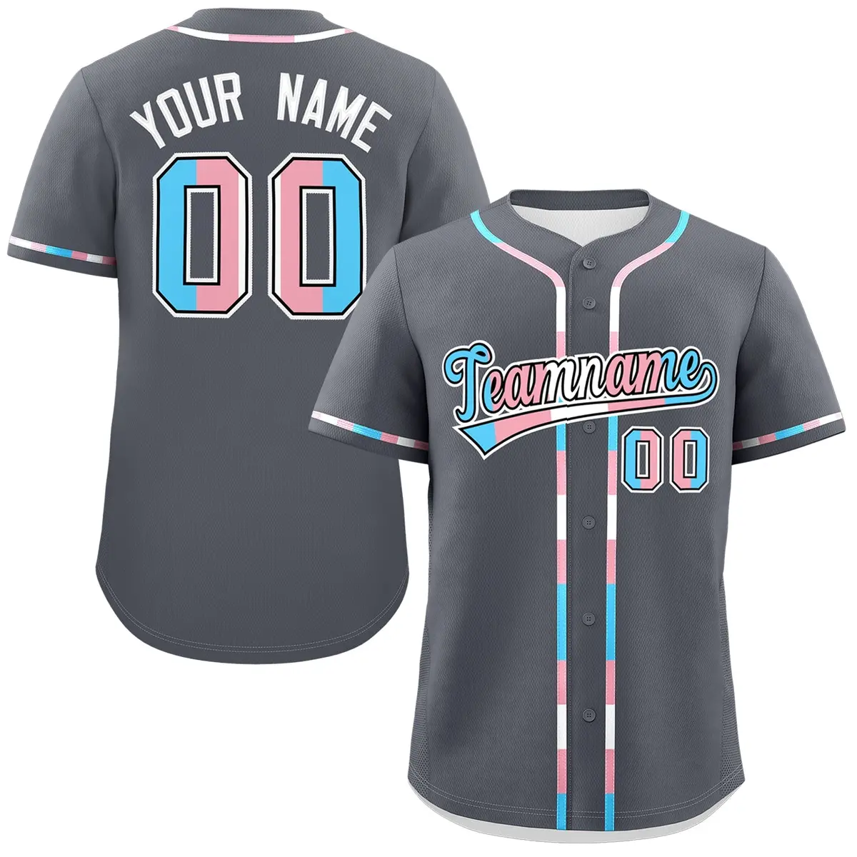 Dark Gray Transgender Pride Month Classic Baseball Jersey