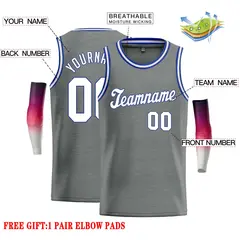 Dark Gray White-Blue Classic Casual Basketball Jersey 2