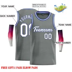 Dark Gray White-Blue Classic Casual Basketball Jersey 2
