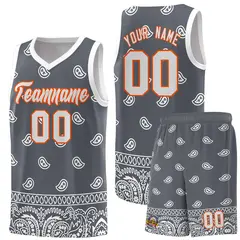 Dark Gray White Cashew Pattern Sports Basketball Jersey 29