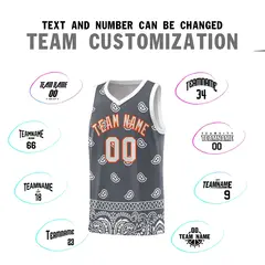 Dark Gray White Cashew Pattern Sports Basketball Jersey 39