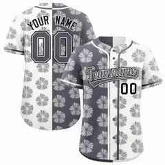 Dark Gray White Flower Graffiti Split Baseball Jersey