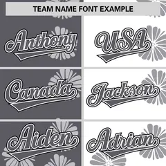Dark Gray White Flower Graffiti Split Baseball Jersey 3