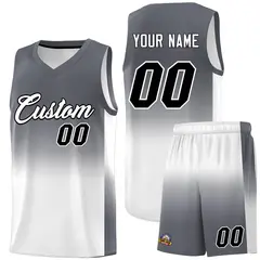 Dark Gray White Gradient Sports Uniform Basketball Jersey 1