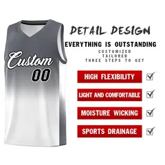 Dark Gray White Gradient Sports Uniform Basketball Jersey 2