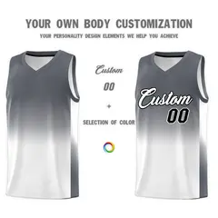 Dark Gray White Gradient Sports Uniform Basketball Jersey 3