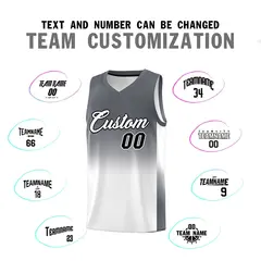 Dark Gray White Gradient Sports Uniform Basketball Jersey 4