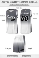 Dark Gray White Gradient Sports Uniform Basketball Jersey 5