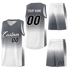 Dark Gray White Gradient Sports Uniform Basketball Jersey 7