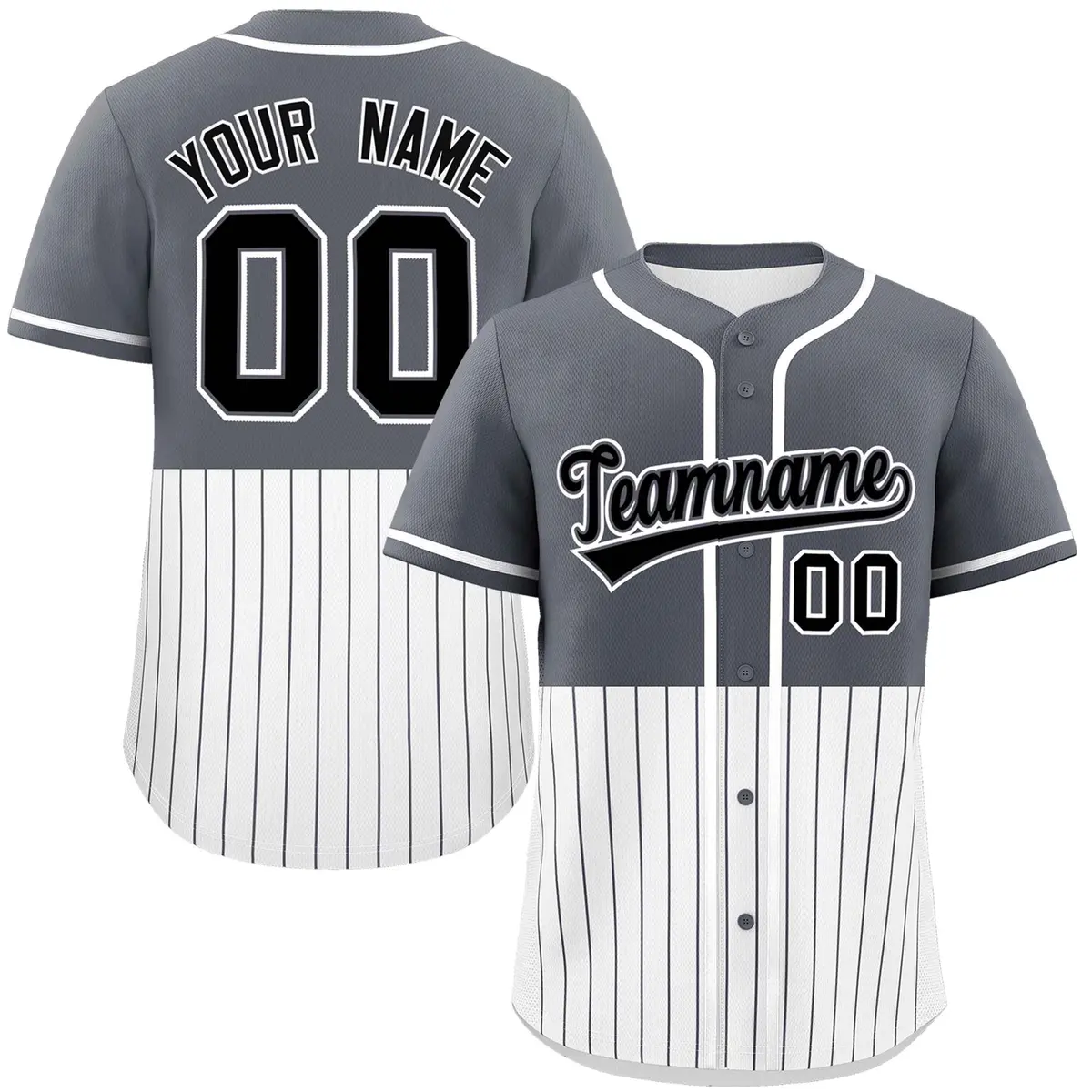 Dark Gray White Half Stripe Authentic Baseball Jersey