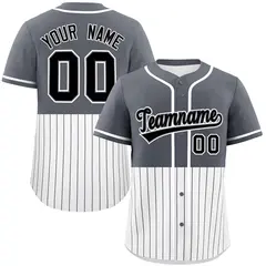 Dark Gray White Half Stripe Authentic Baseball Jersey