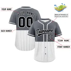 Dark Gray White Half Stripe Authentic Baseball Jersey 2